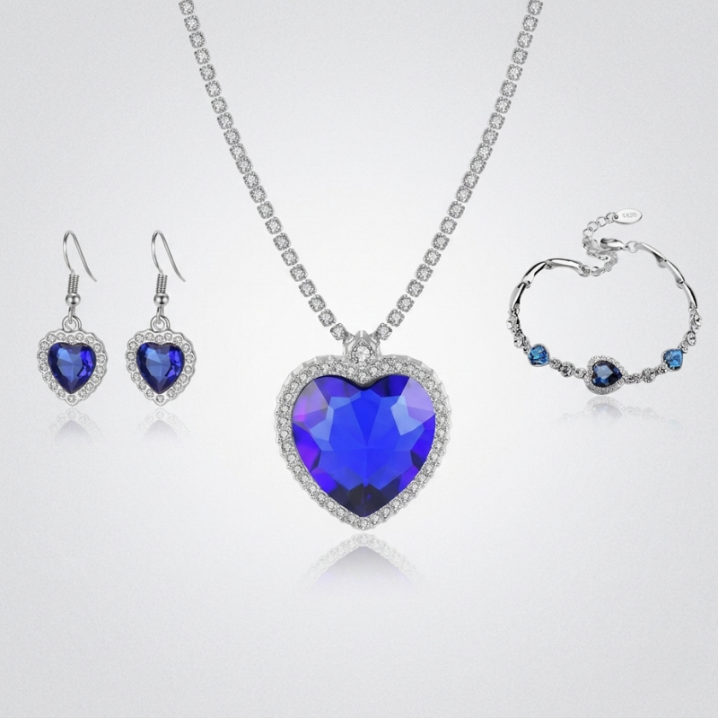 Blue Heart Crystal Necklace