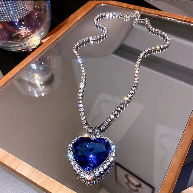 Blue Heart Crystal Necklace